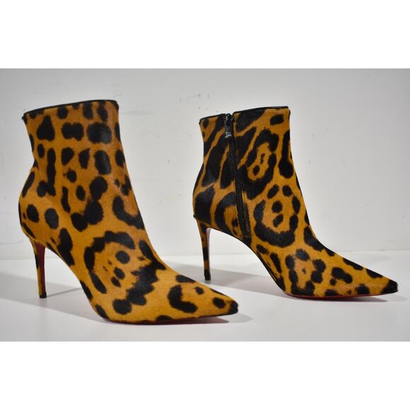 Christian Louboutin So Kate Booty 85 Black Spicy Leopard Ankle Heel Bootie 37.5 - Picture 4 of 12